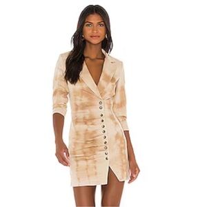Retrofete Willa Tie Dye Denim Willa Dress XS Tan Sunburst